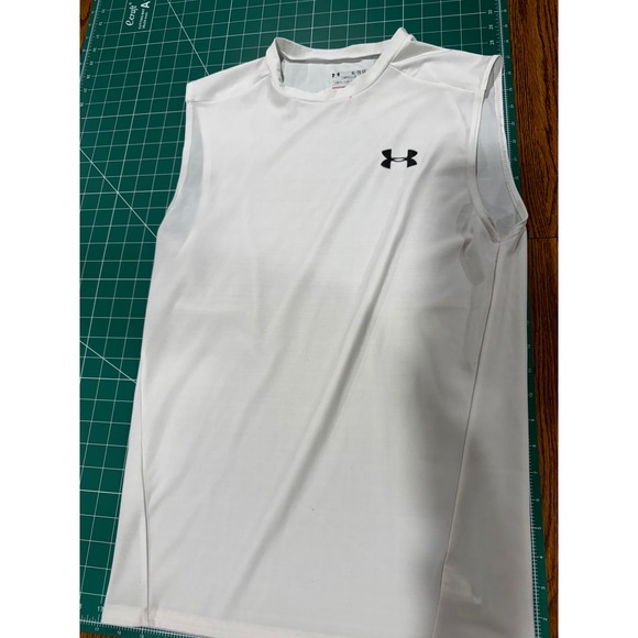 Under Armour Other - Under Armour HeatGear Compression Tank Top Mens XL White Sleeveless Gym Shirt